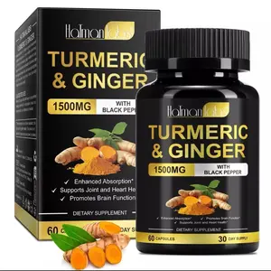 Turmeric Curcumin with Black Pepper & Ginger, 1500mg Turmeric Extract 60 Capsule gut support